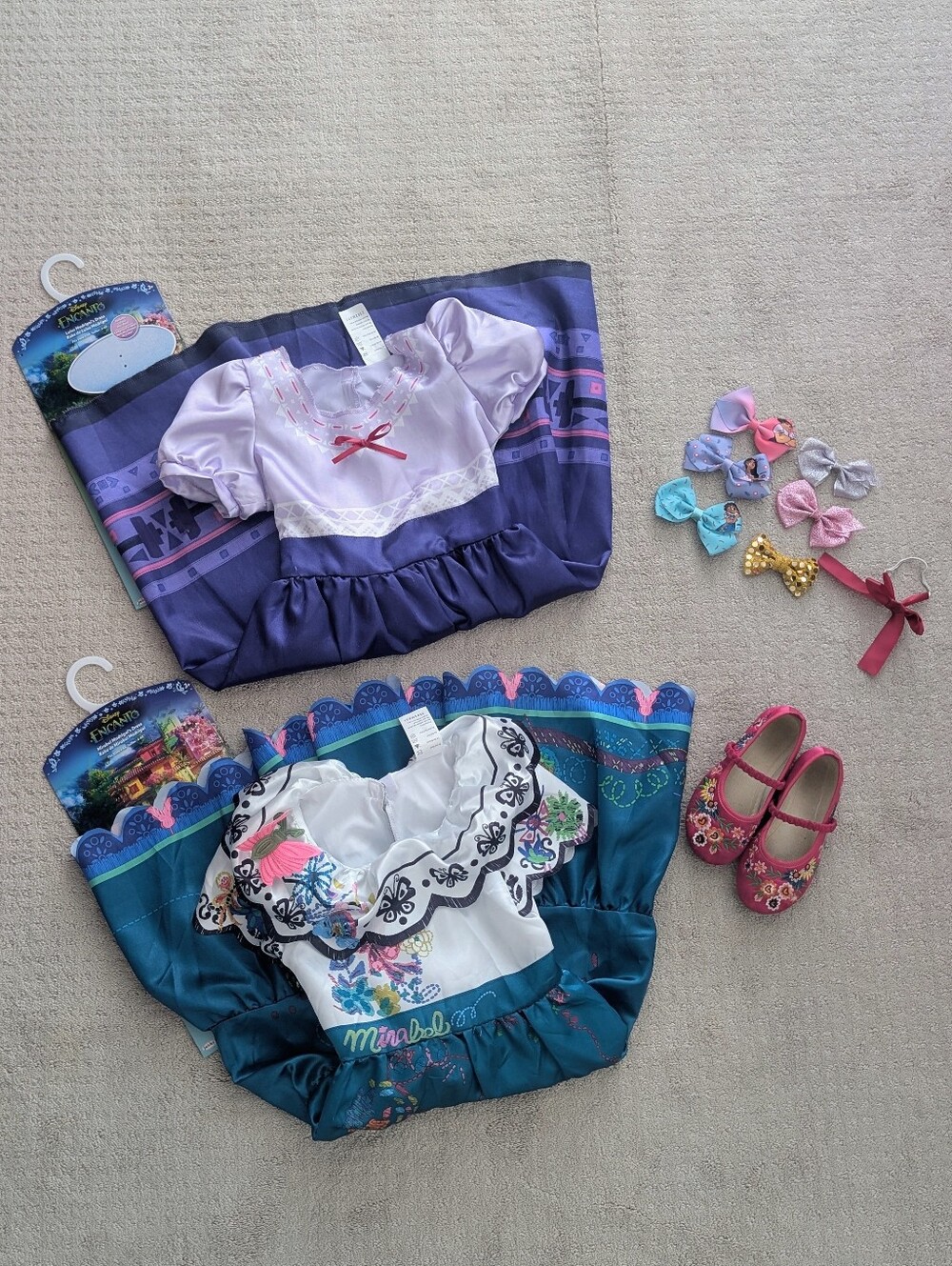 Disney Encanto Mirabel & Luisa Costumes and Shoes and Hairbows